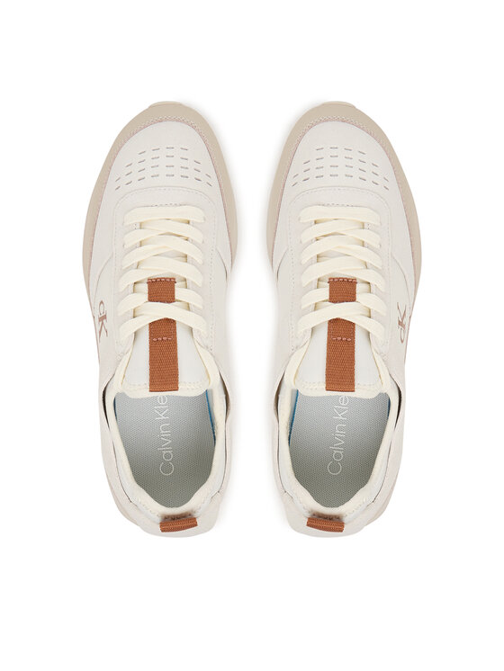 Calvin Klein Sneakersy Calvin Klein Retro Runner Sock Laceup Neo Mix HW0HW03250 Krémová