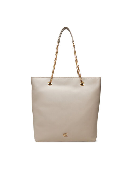 Calvin Klein Rankinė Calvin Klein Minimal Monogram Chain Tote LV04F3204G Smėlio