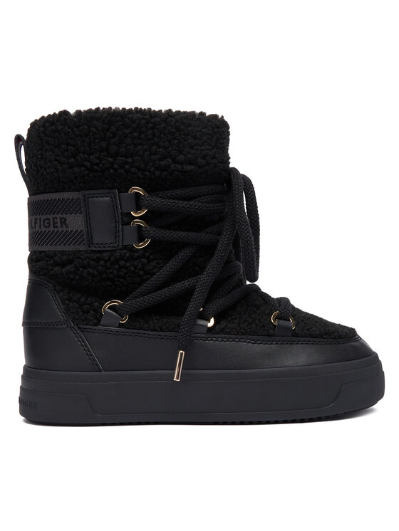 Tommy Hilfiger Škornji za sneg Tommy Hilfiger Faux Shearling Snowboot FW0FW08788 Črna