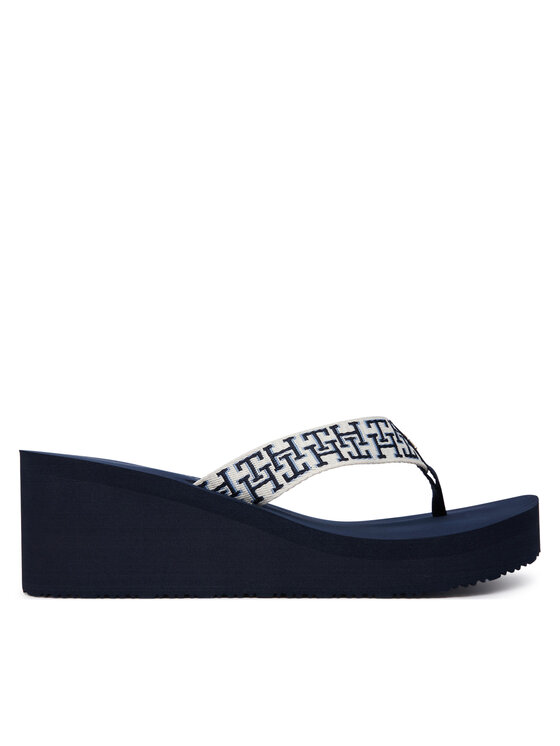 Tommy Hilfiger Žabky Tommy Hilfiger Wedge Summer Sandal Mono FW0FW09698 Tmavomodrá