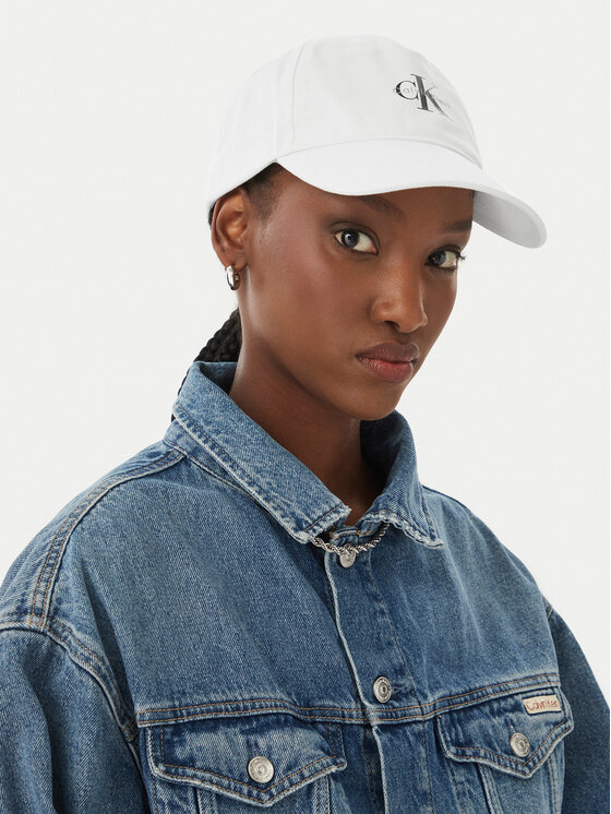 Calvin Klein Шапка с козирка Calvin Klein Monologo Printed Baseball Cap LV04K5027G Бял
