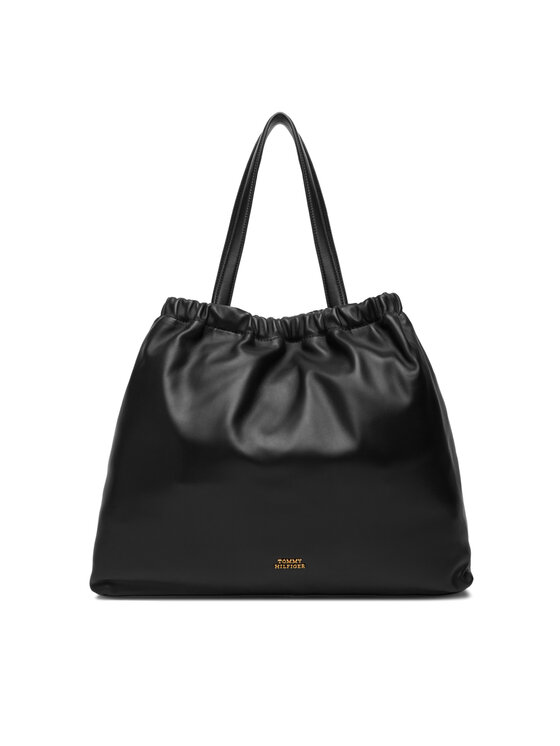 Tommy Hilfiger Дамска чанта Tommy Hilfiger Soft Leather Tote AW0AW18308 Черен