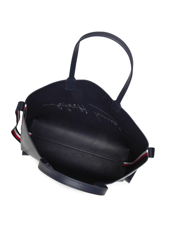Tommy Hilfiger Τσάντα Tommy Hilfiger Iconic Tommy Tote Signature AW0AW09707 Σκούρο μπλε