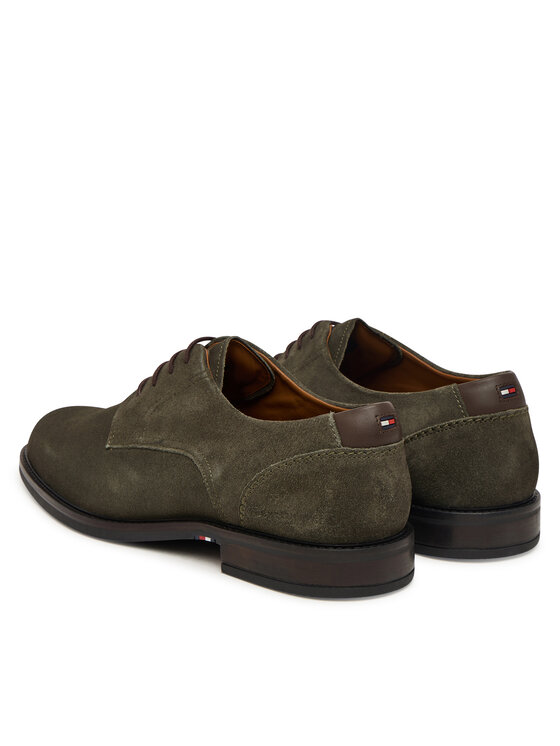 Tommy Hilfiger Półbuty Tommy Hilfiger Corporate Dressy Suede Shoe FM0FM05969 Zielony