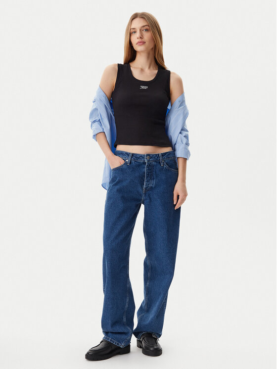 Tommy Jeans Tommy Jeans Felső DW0DW21369 Fekete Slim Fit