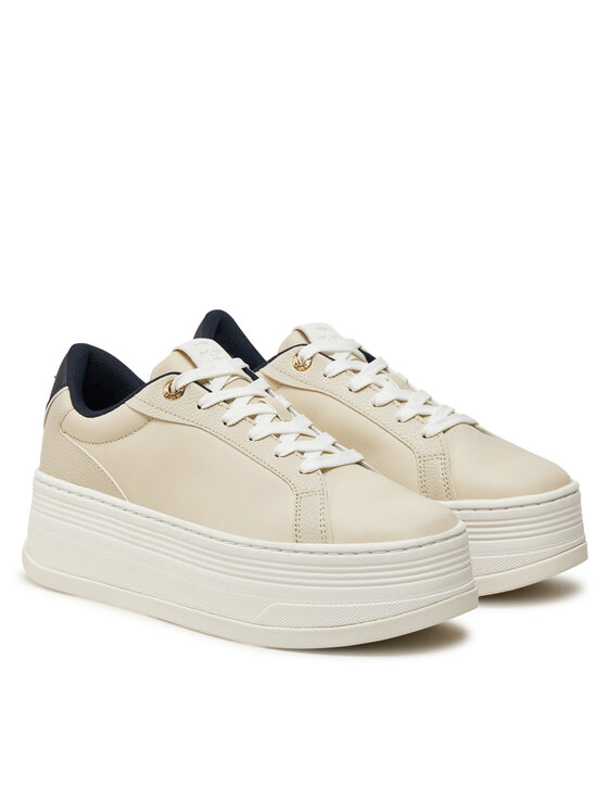 Tommy Hilfiger Сникърси Tommy Hilfiger Th Platform Sneaker Triangle FW0FW08115 Бежов
