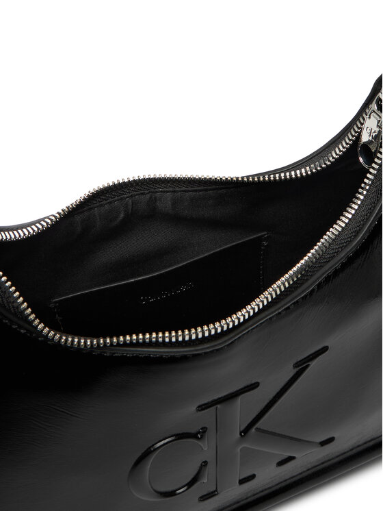 Calvin Klein Дамска чанта Calvin Klein Bold Ck Metallic Shoulder Bag LV04F3332G Черен