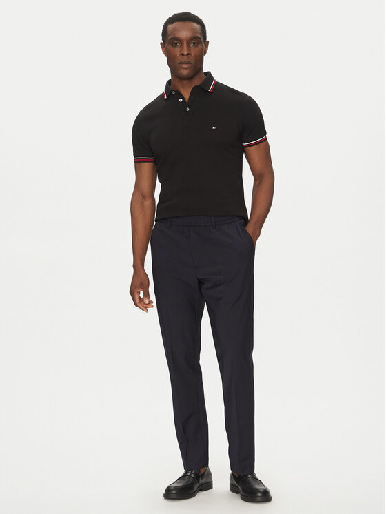 Tommy Hilfiger Tommy Hilfiger Polo majica Tipped MW0MW37346 Črna Slim Fit