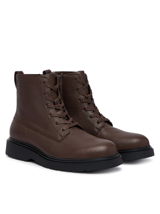 Calvin Klein Μποτίνια Calvin Klein Combat Ess Lace Up Zip Boot Lth YM0YM01373 Καφέ