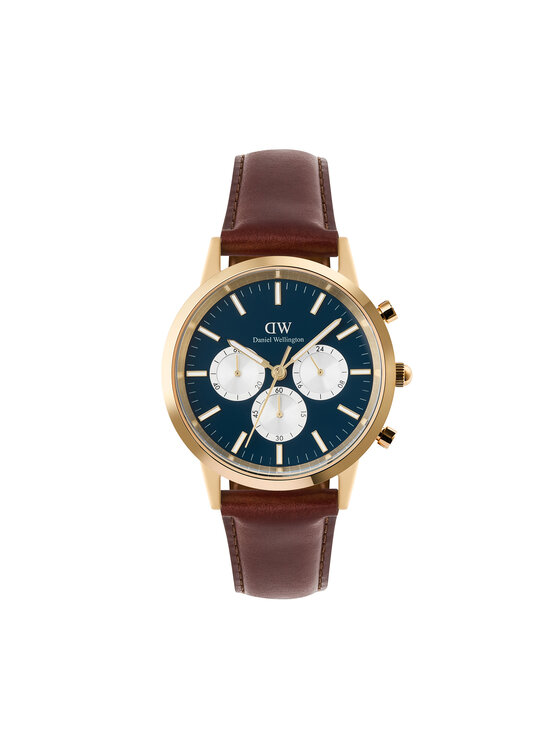 Daniel Wellington Hodinky Daniel Wellington Iconic Chronograph St Mawes Arctic Panda DW00100875 Hnedá