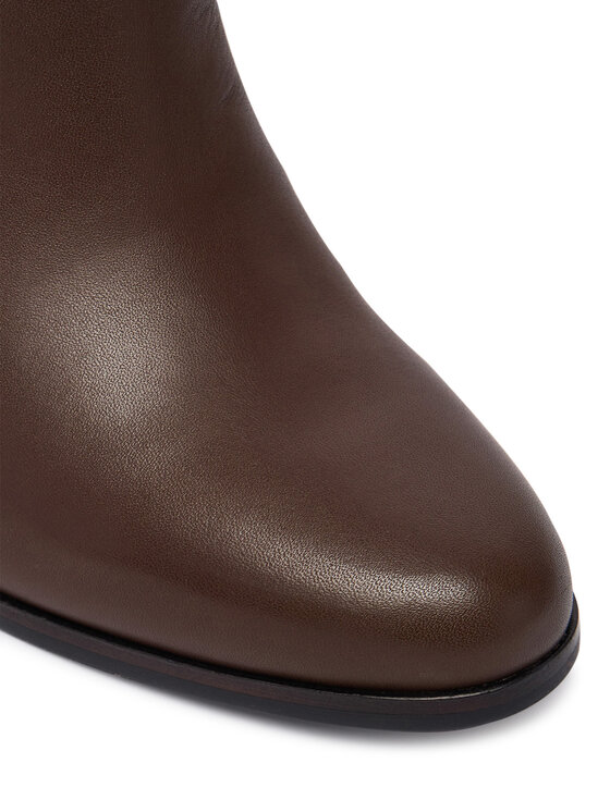 LAUREN RALPH LAUREN Škornji LAUREN RALPH LAUREN Brooke II Calfskin Bootie Heel 802974475003 Rjava