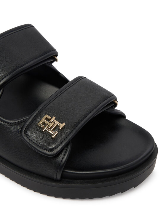Tommy Hilfiger Chanclas Tommy Hilfiger Double Strap Leather Sandal FW0FW09121 Negro