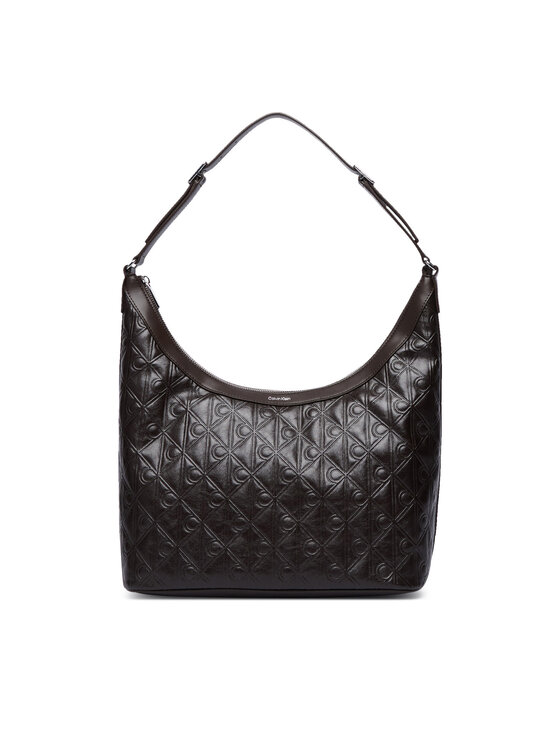 Calvin Klein Geantă Calvin Klein Emblem Aop Debossed Medium Shbag LV04F3875G Maro
