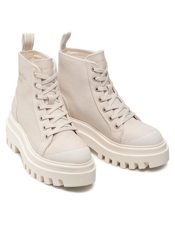 Calvin Klein Jeans Туристически oбувки Calvin Klein Jeans Canvas Laceup Boot YW0YW00582 Бежов