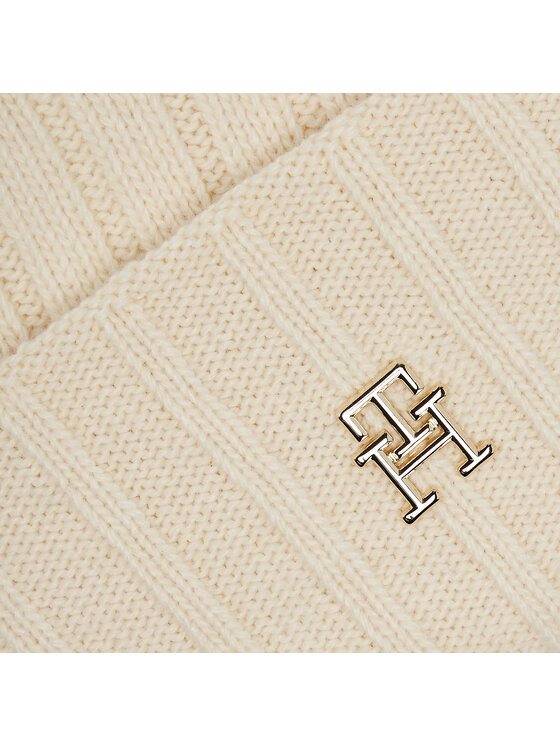 Tommy Hilfiger Berretto Tommy Hilfiger Essential Chic Pompom Beanie AW0AW16125 Écru
