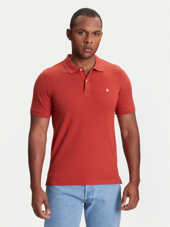 United Colors Of Benetton United Colors Of Benetton Polo marškinėliai 3WG9U301Z Raudona Slim Fit