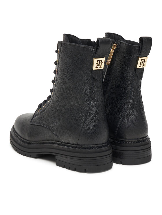 Tommy Hilfiger Polacchine Tommy Hilfiger Th Plaque Pebble Lace Boot Warm FW0FW08767 Nero