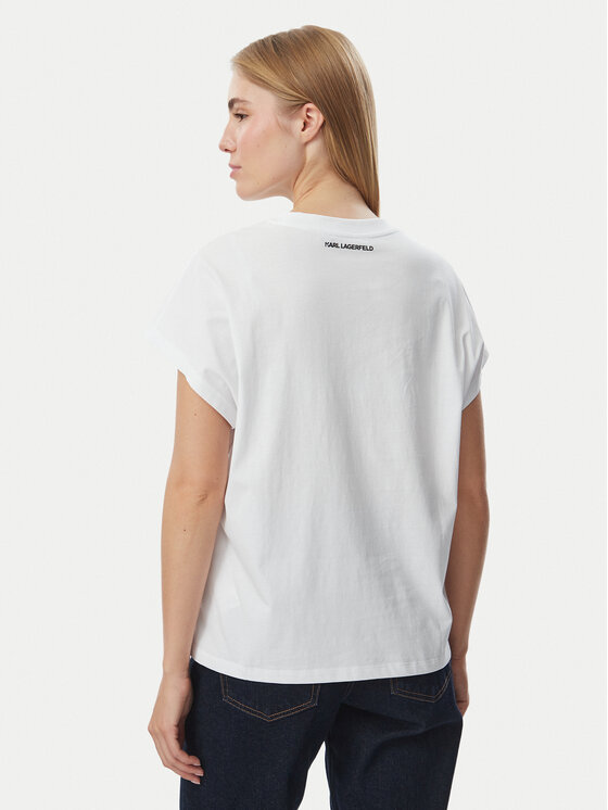 KARL LAGERFELD KARL LAGERFELD Camiseta Rhinestone B4W17048 Blanco Relaxed Fit
