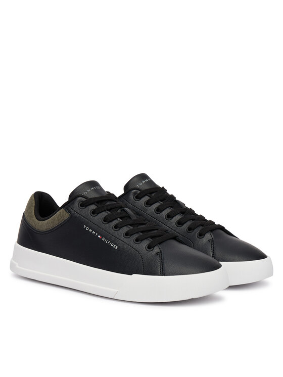 Tommy Hilfiger Sneakersy Tommy Hilfiger Th Court Core Lth Mix Collar FM0FM05970 Czarny