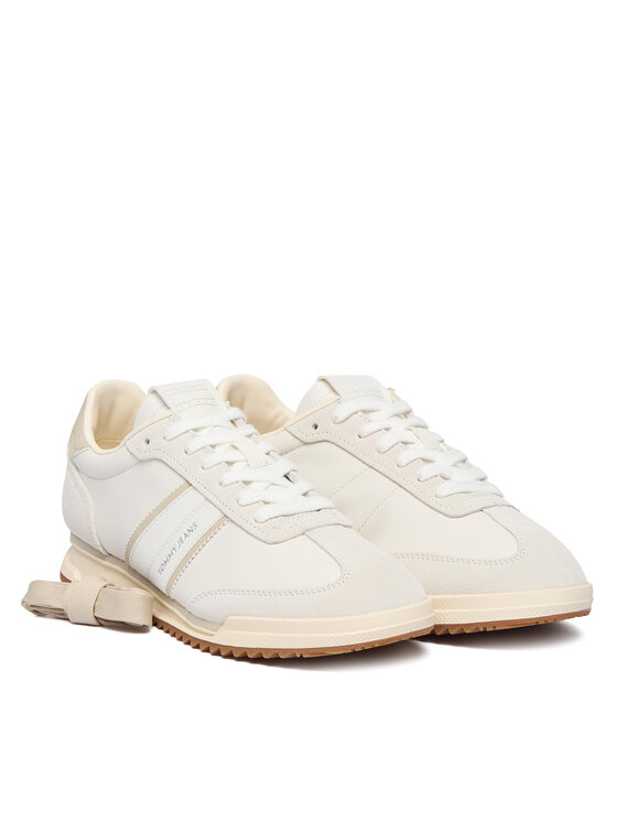 Tommy Jeans Laisvalaikio batai Tommy Jeans Tjw Low Profile Runner Lthr Mix EN0EN03001 Écru