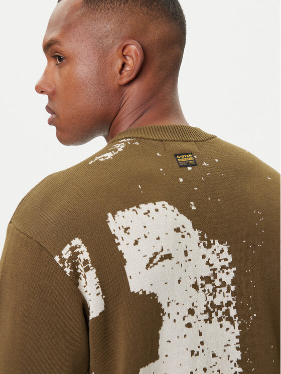 G-STAR G-Star Raw Pulover Sprayed 89 D27772-D488 Zelena Relaxed Fit