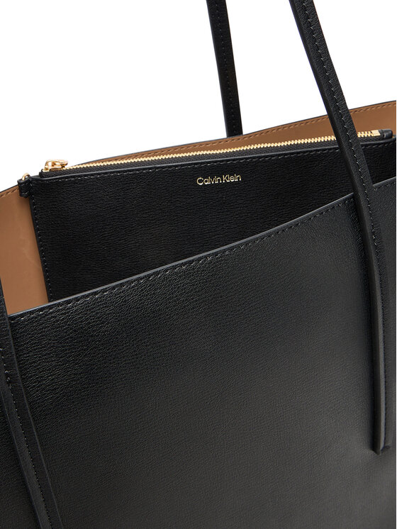 Calvin Klein Torebka Calvin Klein Foil Logo Tote W/Pouch LV04F3274G Czarny