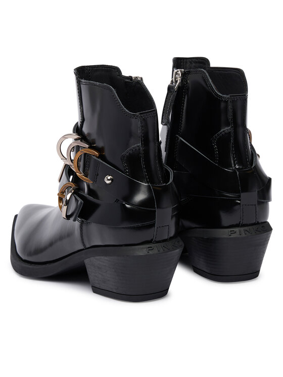 PINKO Īsie zābaki PINKO Ankle Boot Box Calf SD0343 P114 Z99 Melns