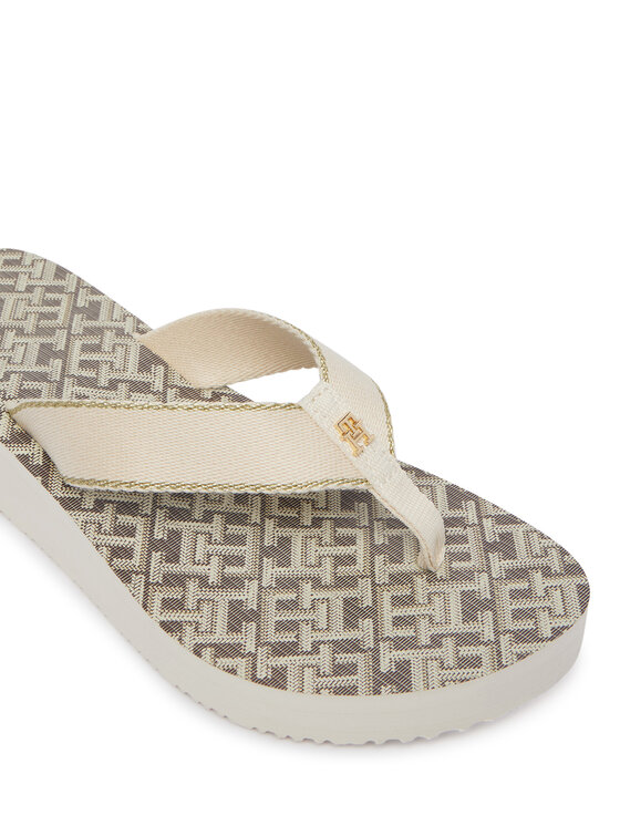 Tommy Hilfiger Flip flop Tommy Hilfiger Monogram Mid Wedge Sandal FW0FW09419 Crem