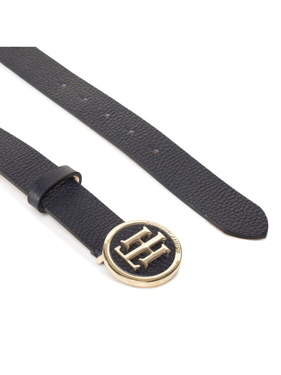 Tommy Hilfiger Dámský pásek Tommy Hilfiger Th Round Buckle Belt 3.0 AW0AW08605 Tmavomodrá