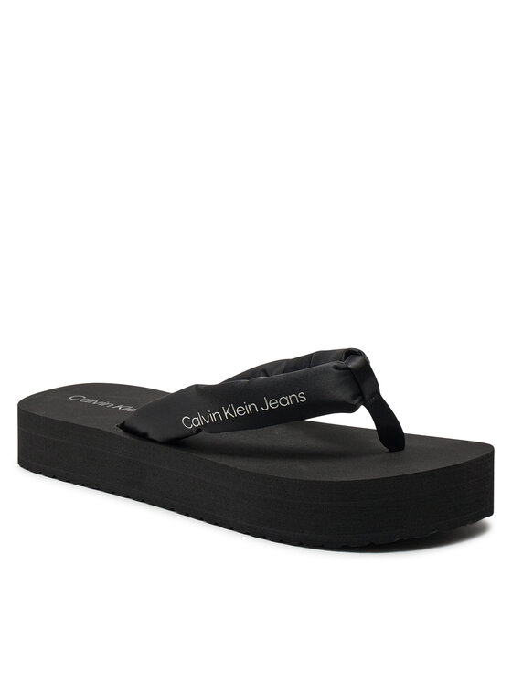 Calvin Klein Jeans Šlepetės per pirštą Calvin Klein Jeans Beach Sandal Flatform Padded Ny YW0YW01400 Juoda