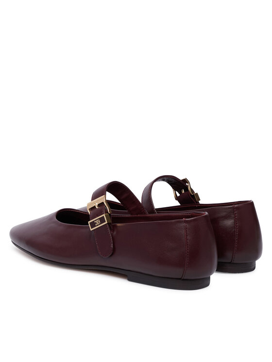 Tommy Hilfiger Balerini Tommy Hilfiger Buckle Leather Ballerina FW0FW09684 Maro