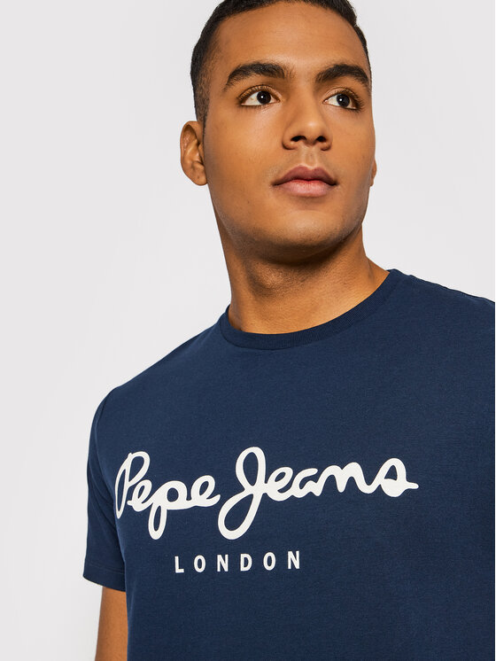 Pepe Jeans Pepe Jeans Marškinėliai Original PM508210 Tamsiai mėlyna Slim Fit