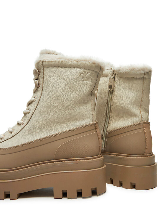 Calvin Klein Jeans Outdoorová obuv Calvin Klein Jeans Flatform Lace Up Boot Padded YW0YW01557 Béžová