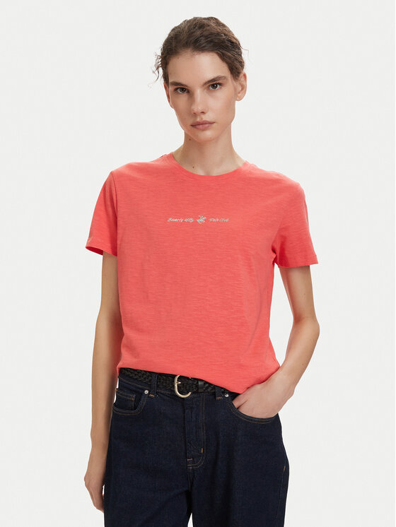 Beverly Hills Polo Club Beverly Hills Polo Club Camiseta P-SS26W-TS6510 Coral Regular Fit