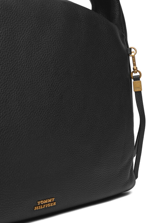 Tommy Hilfiger Geantă Tommy Hilfiger City Leather Hobo AW0AW18285 Negru