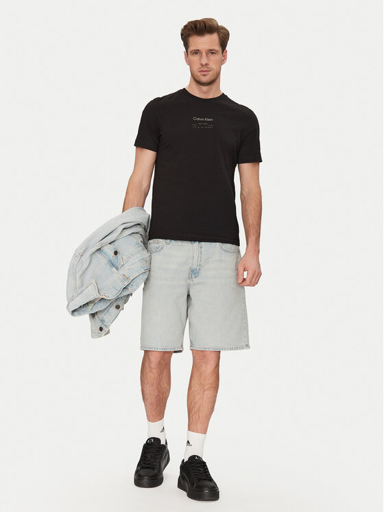 Calvin Klein Calvin Klein T-shirt Editorial Logo K10K114172 Crna Regular Fit