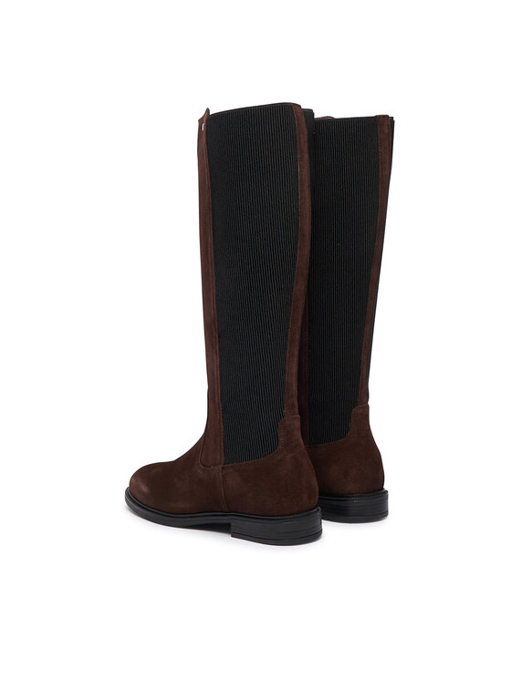 Tommy Hilfiger Cizme Tommy Hilfiger Enamel Flag Suede High Chelsea FW0FW09574 Maro închis