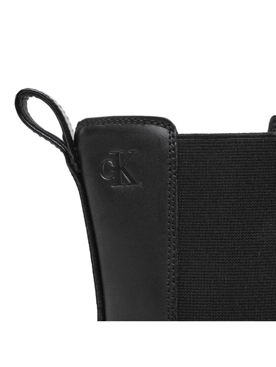 Calvin Klein Jeans Členková obuv s elastickým prvkom Calvin Klein Jeans Chunky Boot Chelsea Lth Mg Sat YW0YW01286 Čierna