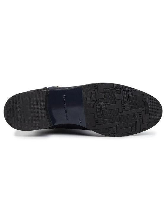 Tommy Hilfiger Kozačky Tommy Hilfiger Hardware Mix Longboot FW0FW04282 Tmavomodrá
