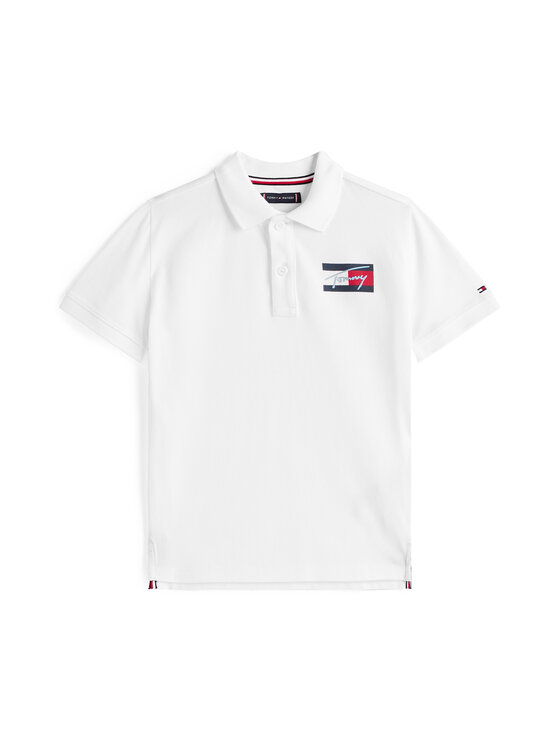 Tommy Hilfiger Tommy Hilfiger Pólóing Script Flag Logo KB0KB09711 Fehér Regular Fit