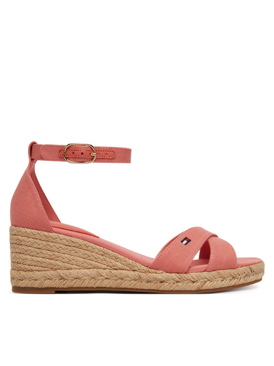 Tommy Hilfiger Espadrillas Tommy Hilfiger Hemp Crossover Strap Wedge Espadrilles FW0FW09332 Rosa