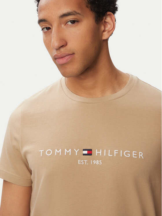 Tommy Hilfiger Tommy Hilfiger Póló Logo Tee MW0MW11797 Bézs Slim Fit