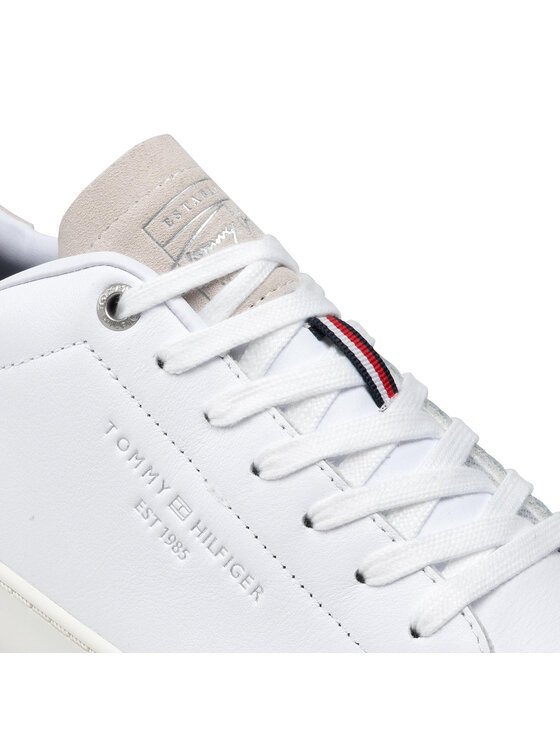 Tommy Hilfiger Sneakersy Tommy Hilfiger Retro Tennis Cupsole Leather FM0FM03726 Biela