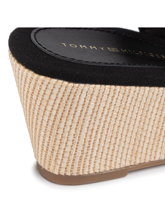 Tommy Hilfiger Espadryle Tommy Hilfiger Iconic Elba Sling Back Wedge FW0FW04788 Czarny