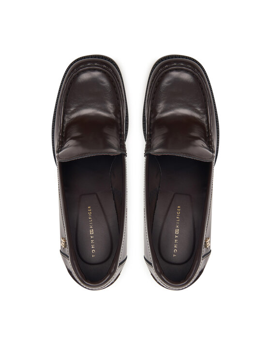 Tommy Hilfiger Zapatos hasta el tobillo Tommy Hilfiger Square Toe Heeled Loafer FW0FW09493 Marrón oscuro