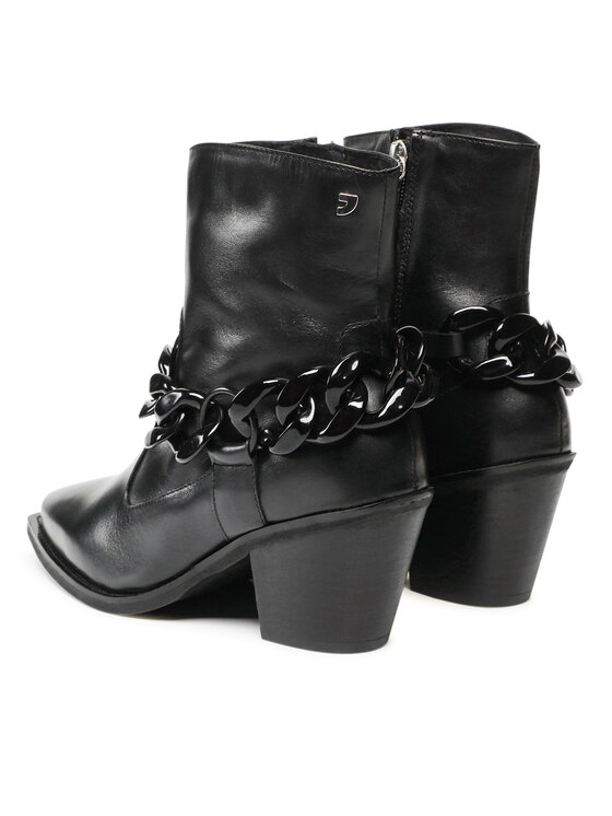 GIOSEPPO Grunau Mocassino Donna - Stivaletto Cowboy Nero In Pelle Con Catena E Tacco 6,5 Cm - 3