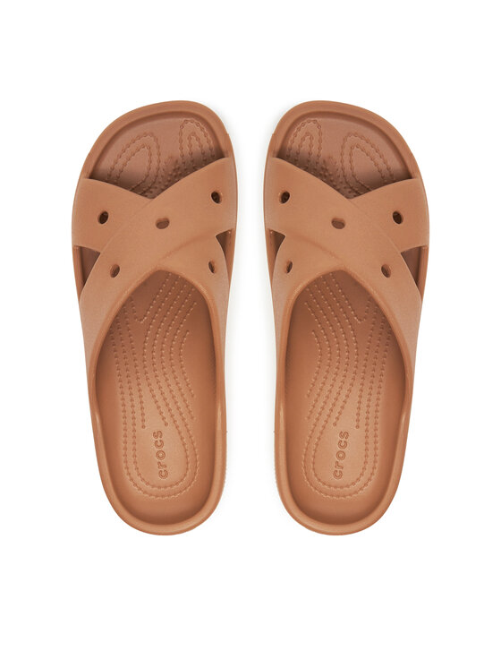 Crocs Šlepetės Crocs Cross Strap 210840 Ruda