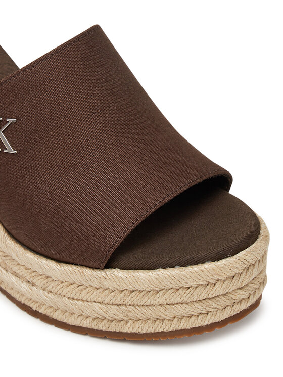 Calvin Klein Παντόφλες Calvin Klein Wedge Rope Slide Mg YW0YW01699 Καφέ