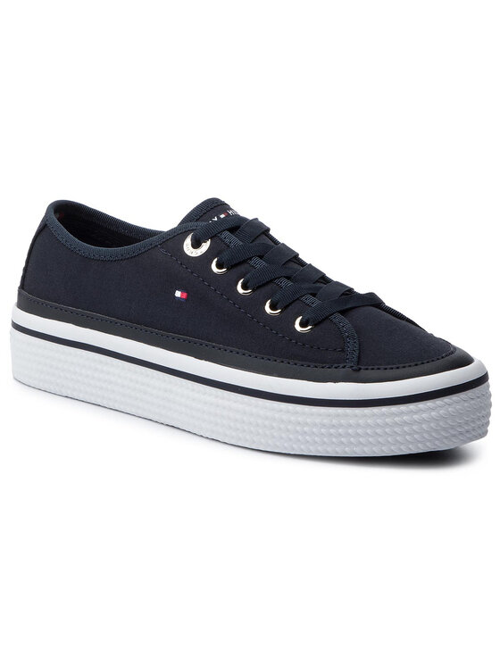 Tommy Hilfiger Tenisky Tommy Hilfiger Corporate Flatform Sneaker FW0FW04259 Tmavomodrá
