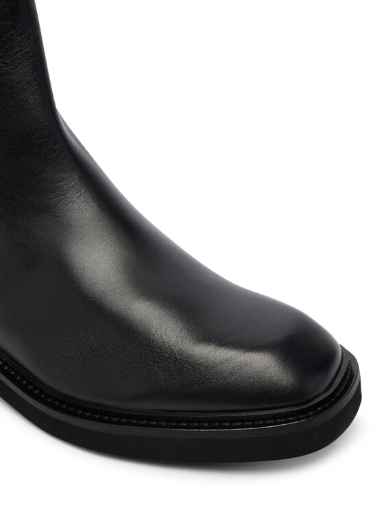 Tommy Hilfiger Боти Tommy Hilfiger Th Square Toe Leather Bootie FW0FW09046 Черен